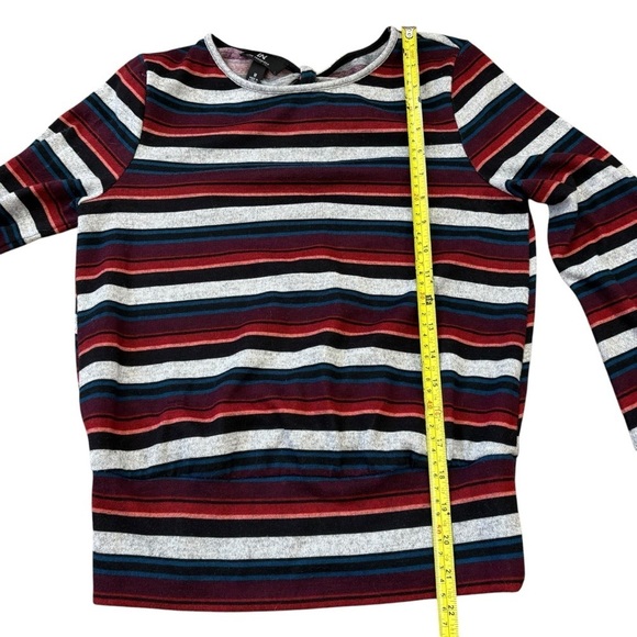 IN San Francisco Bell Sleeve Stripe Sweater Bow Back Women’s M Winter Blouse - Picture 12 of 13